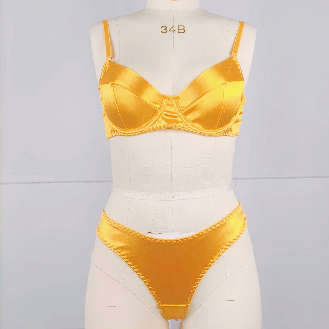 European and American cross-border new French satin exquisite bra suit luxury underwear with steel ring suit two-piece set