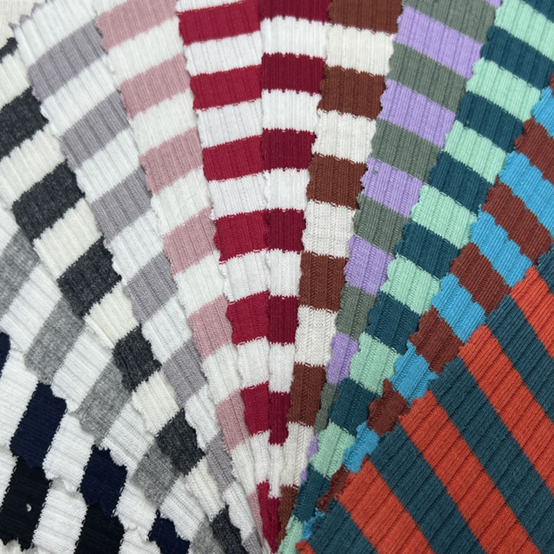 4*3 rib pit stripes 200g stretch knitted yarn-dyed cotton T-shirt, children's fashion fabric