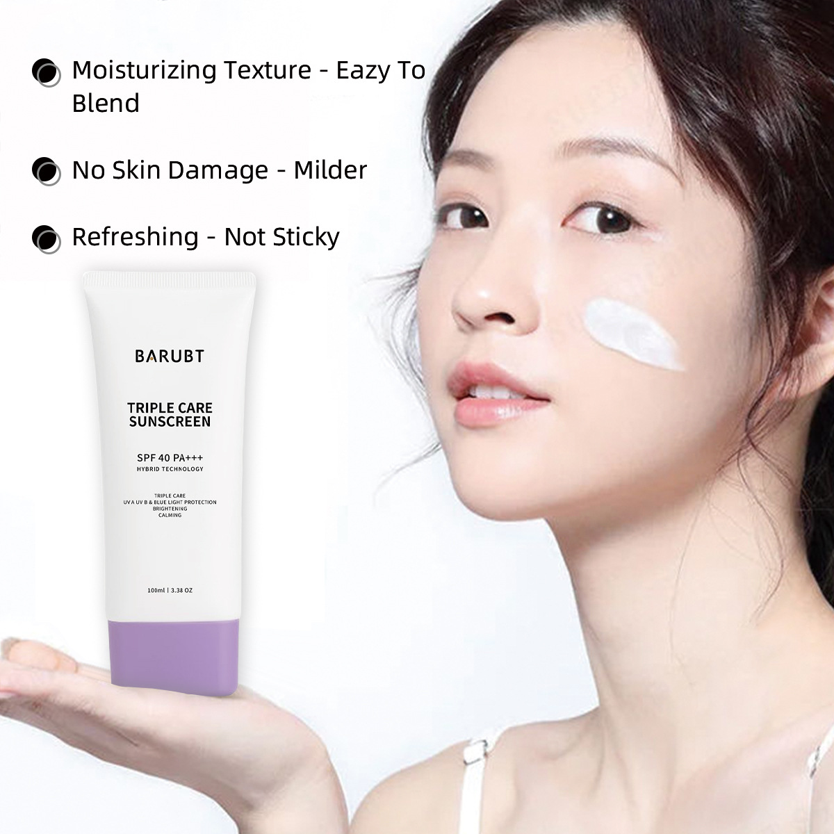 Cross-Border Barubt Triple Care Protective Cream, Protective Lotion, Uv Protection, Refreshing, Non-Greasy, Universal, Multi-Effect in One