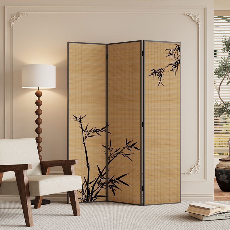 New Chinese-Style Screen Partition for Living Room, Background Blocking, Tea Room Decoration, Wind Bamboo Shadow Theme, Folding Mobile Screen Factory
