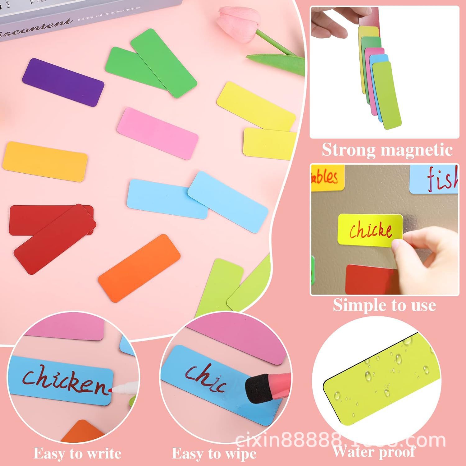 Cross-border Magnetic Label Message Sticker Cartoon Color Creative Magnetic Name Sticker Blackboard Sticker Writing Refrigerator Sticker
