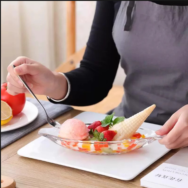 Wholesale Japanese Sashimi Ice Cream Cup Ice Cream Bowl Ice Cream Ball Dessert Plate Transparent Glass Banana Boat Fruit Plate