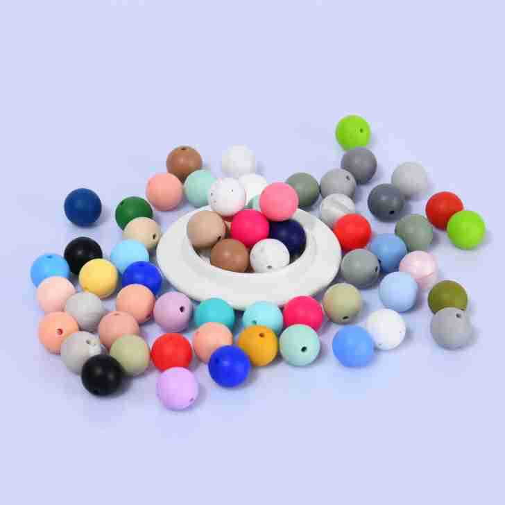 Strict selection of silicone beads round beads 15mm candy color silicone beads baby food grade diy pacifier chain manufacturers wholesale