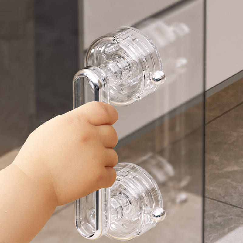 Suction cup glass door handle non-perforated toilet bathroom sliding door strong armrest window cabinet door refrigerator handle