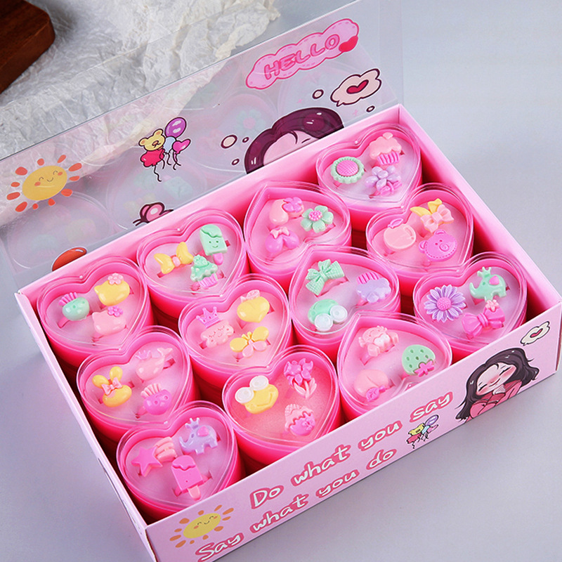 Cross-Border Children's Jewelry Cartoon Peach Heart Plastic Earrings Ring Grabber Beaded Necklace Bracelet Plastic Jewelry Wholesale