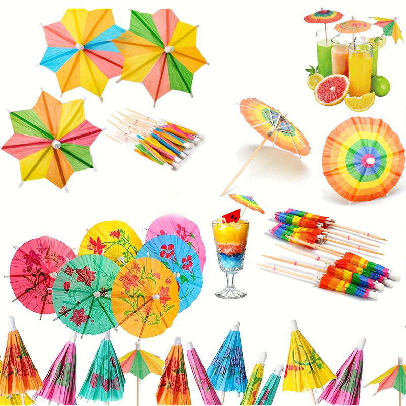 Ready Supply of Cocktail Decoration Umbrella-Shaped Bamboo Skewers, Snack Cake Fruit Picks, Small Umbrella Picks