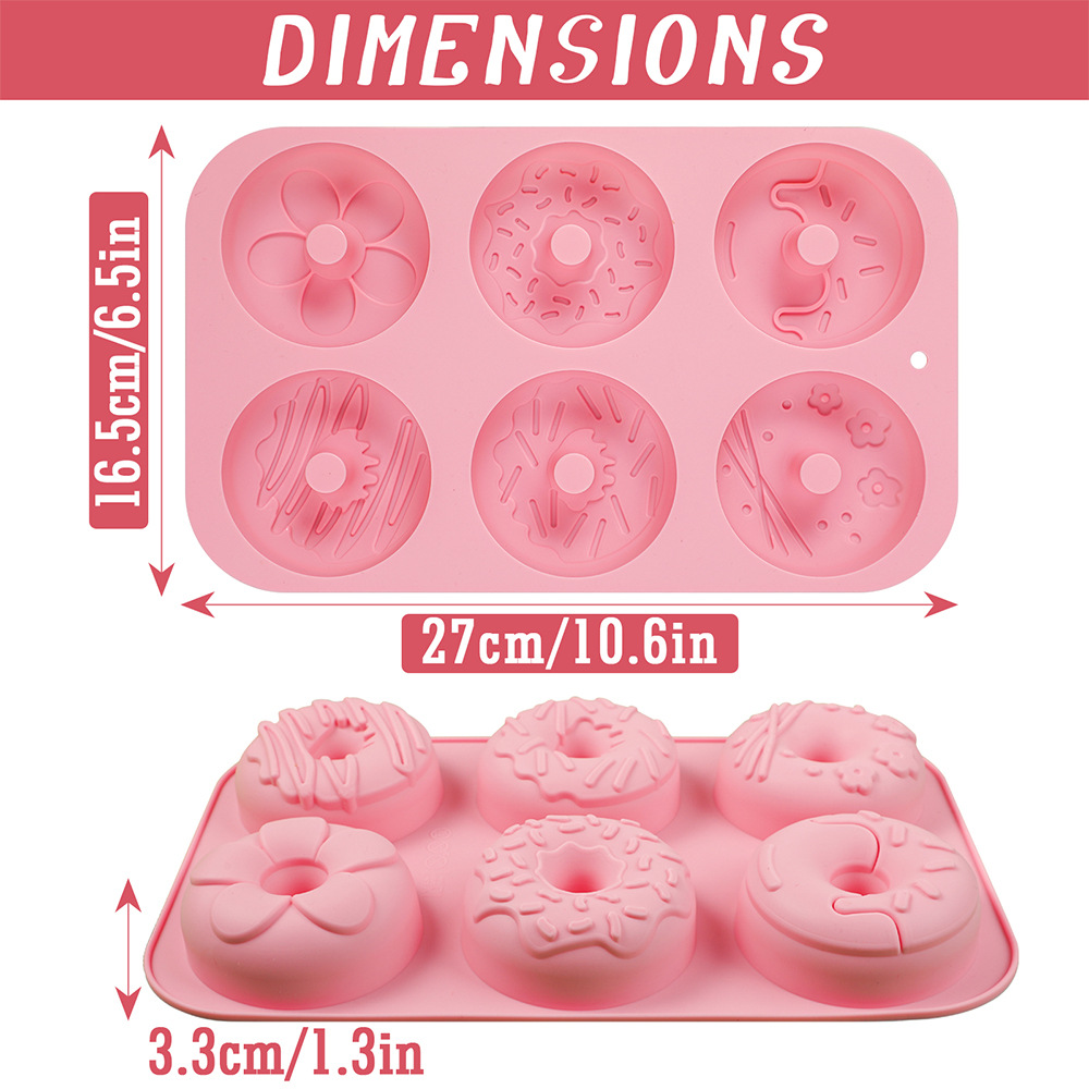 Fcm Silicone Donut Mold 6-Grids Baking Cake Baking Pan Cross-Border Dropshipping Dessert Can Be Customized and Easy to Release Soft Mold