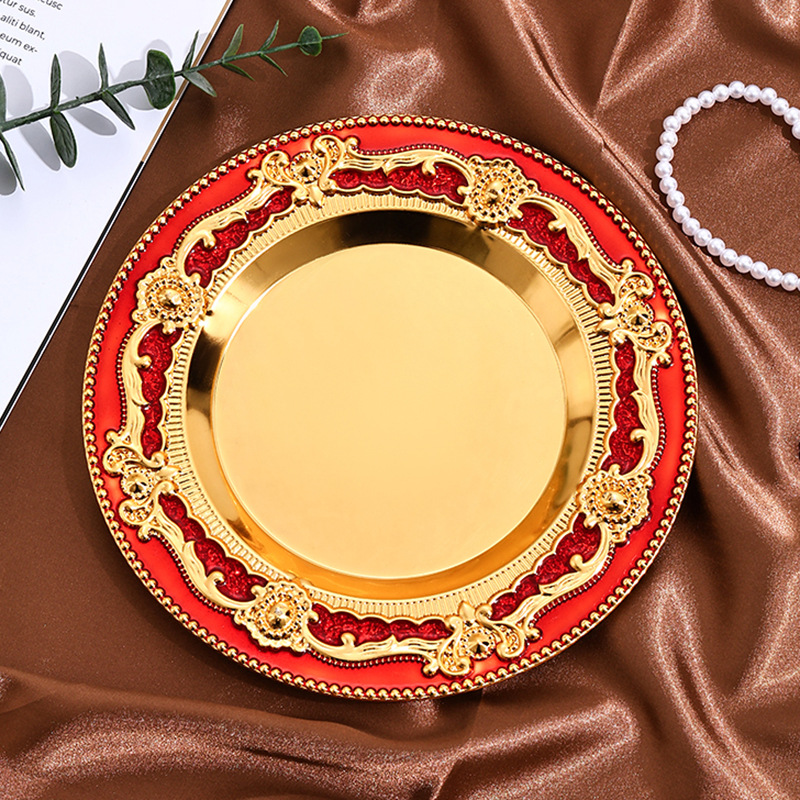 Metal Vintage Candle Holder Tray Iron Jewelry Decoration Home Storage Plate Wedding Candle Dinner Cake Plate