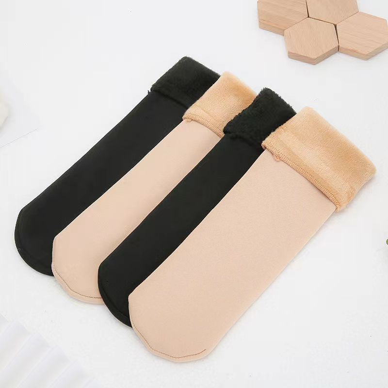 Autumn and winter men's and women's socks snow socks floor socks fleece-lined thickened cold-resistant warm mid-calf confinement socks factory wholesale