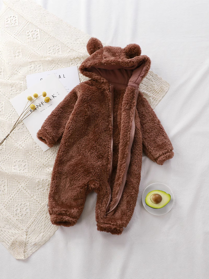 Baby Jumpsuit Winter Newborn Warm Crawling Suit Baby Plush Outer Coverall Kidsren's Pajamas Bear Harem