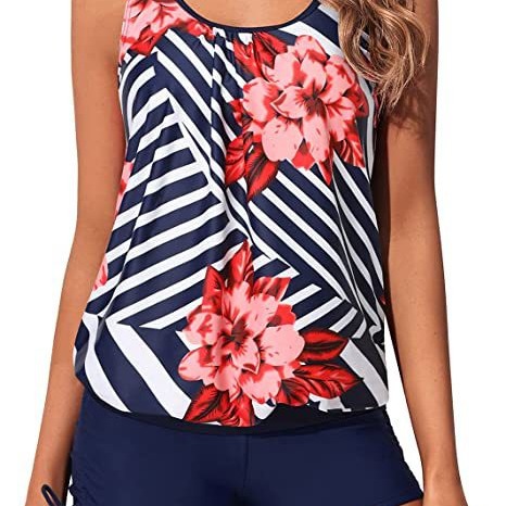 Cross-Border Women's waist split swimsuit 2-piece swimsuit with boxer shorts moderately loose swimsuit