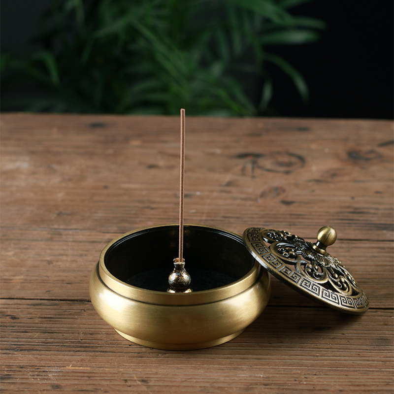 Brass incense burner household plate incense burner indoor multi-purpose alloy incense burner line incense burner hotel incense burner incense holder incense burner wholesale