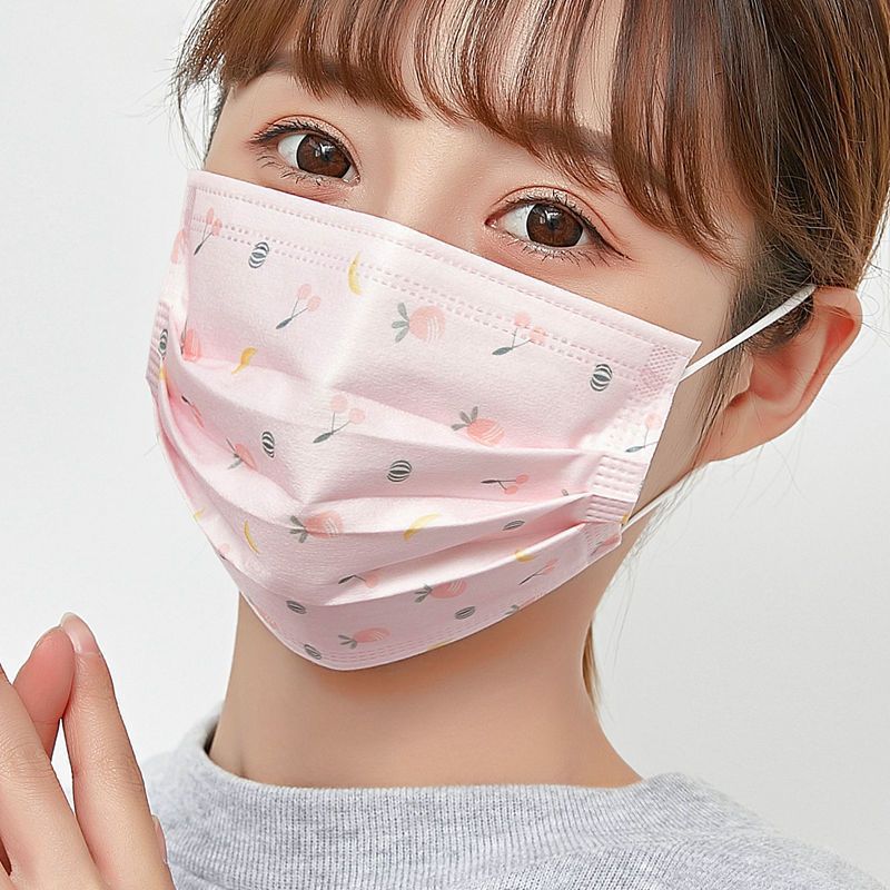Зимняя новая модная печатная одноразовая маска, высококачественная трехслойная защитная сеть, цвет сафлора, трехмерная, Jie Qi