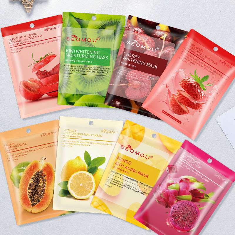 English version cross-border foreign trade piece fruit mask wholesale hyaluronic acid hydrating cucumber rose aloe plant genuine goods