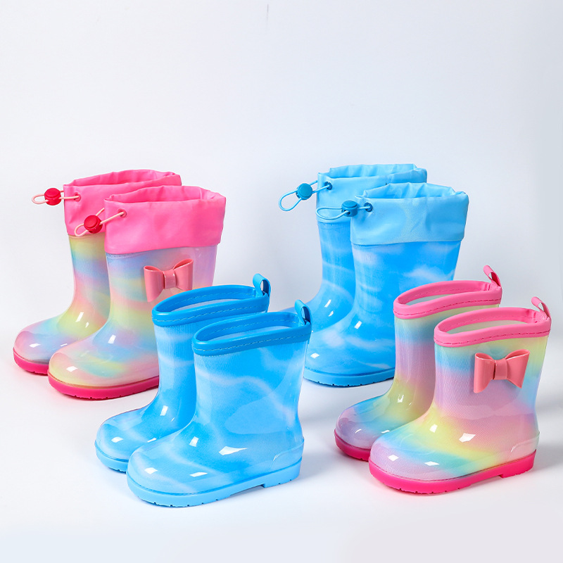 Cross-border online shopping spot small flower cloth children's rain boots overshoes rubber shoes cartoon boys and girls Children Baby rain boots water shoes