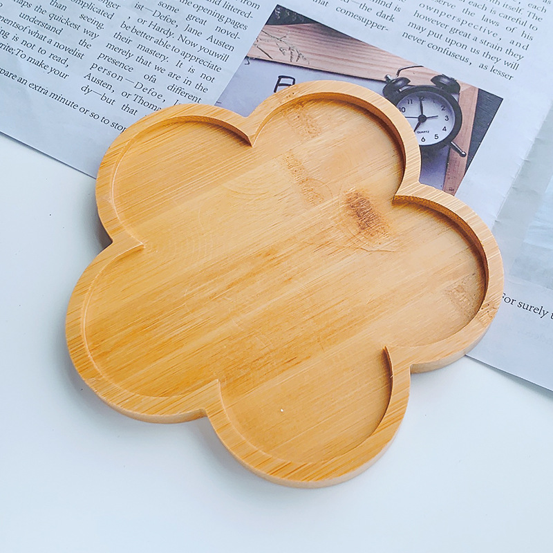 Bamboo Coaster DIY Tray Base Fleshy Flower Pot Bamboo Holder Various Sizes Flower Five-pointed Star Tray