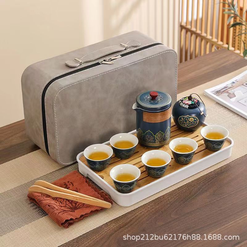 Travel Tea Set Outdoor Portable Ceramic Quick Cup One Pot Four Cups Office Teapot Tea Drinking White Porcelain