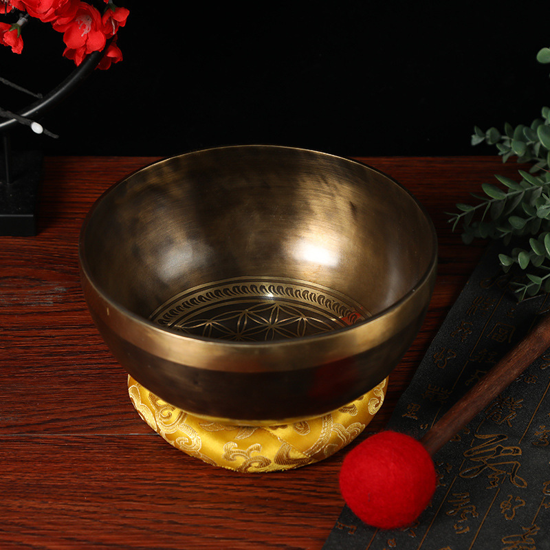 Psalting Bowl Nepal Handmade Bowl Tone Bowl Tone Therapy Meditation Meditation Tone Pot Copper Bowl Star Flower Bowl Buddhist Tone Bowl Copper