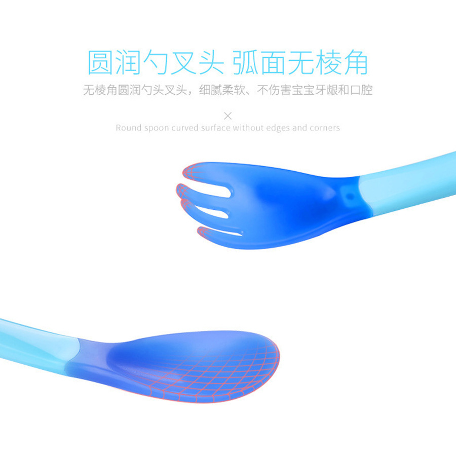 Baby Temperature Sensing Spoon, Baby Soft Head Spoon, Medicine Feeding Spoon, Children's Temperature Sensing Fork Spoon, Complementary Feeding Spoon, Baby Feeding Tableware
