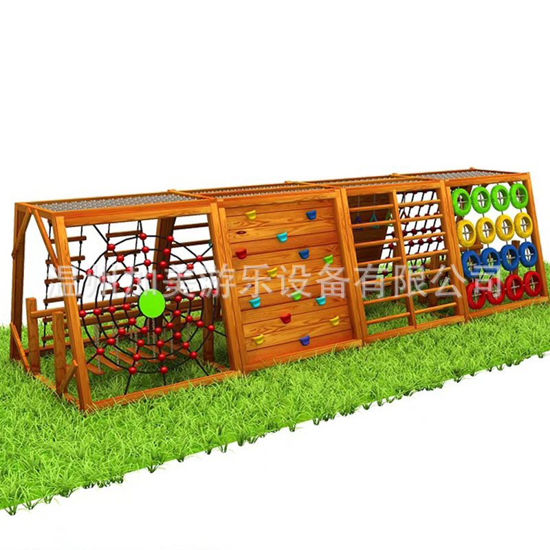 Kindergarten Large Outdoor Wooden Kidsren's Promenade Wooden Grape Rack Tire Combination Climbing Wall Amusement Facilities