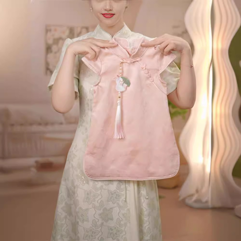 Girls Pink Cheongsam dress Summer 2024 New Children's Baby Thin Tassel Republic of China Style Princess Dress