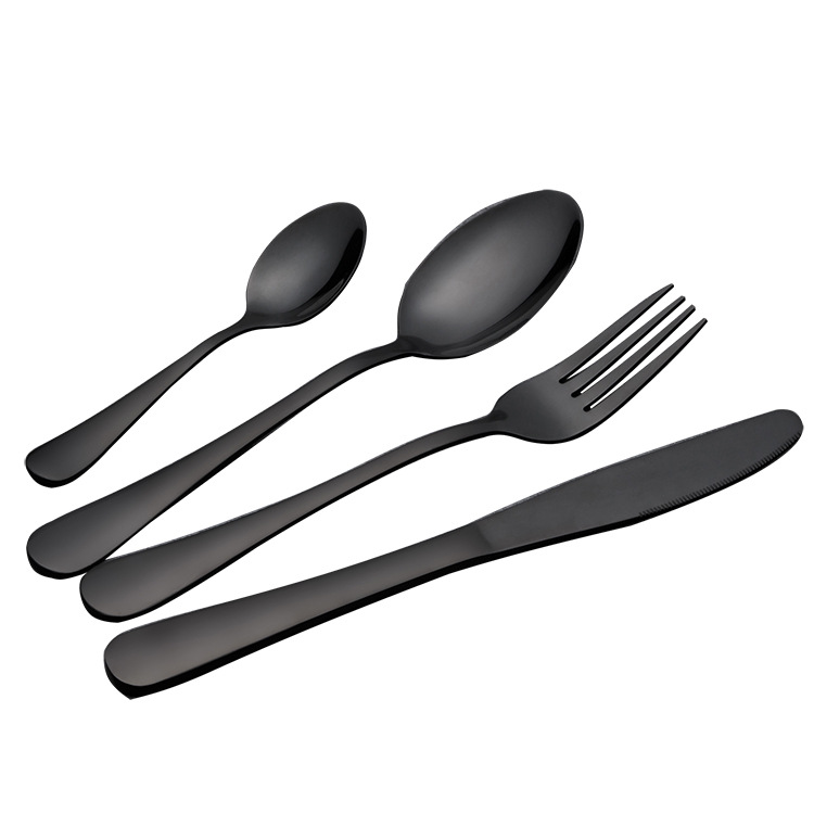 Knife and fork spoon suit 1010 black Western tableware Amazon stainless steel spoon dessert fork coffee spoon steak knife and fork