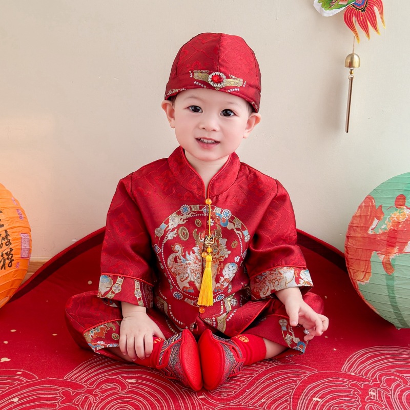 Новый танг для младенцев, красный праздничный костюм для дня рождения
