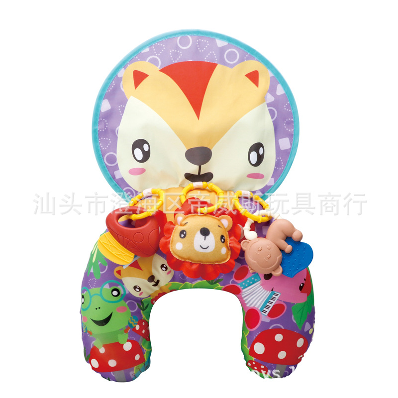 Cross-Border Baby Lying Pillow, Baby Head-Up Training Pillow, Learning Lying Pad, Exercise Pillow, U-Shaped Pillow, Rattle, Early Education Toy