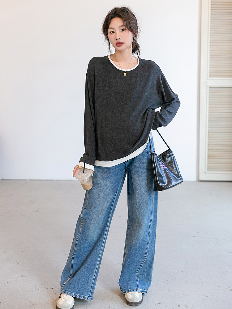 Модное платье для беременных, свободный стиль, длинный рукав