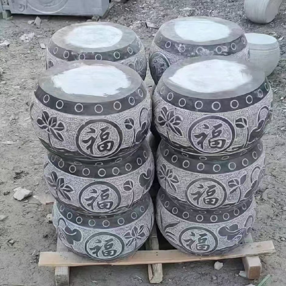 Old stone carving bluestone pillar pier pillar foundation stone antique marble granite ancient garden pillar top Stone