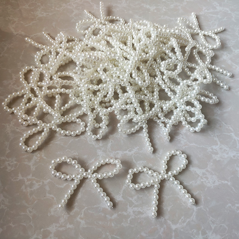 Ручная работа, бисерные аксессуары для женщин, свежий белый бантик, заколки для волос, серьги