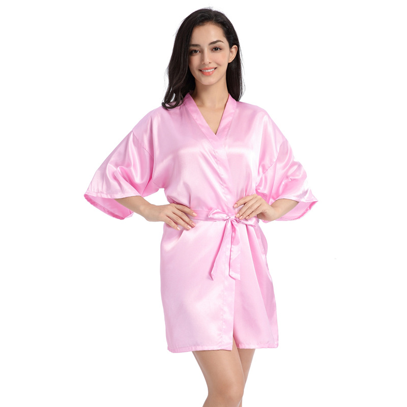Bridesmaid Women's Wedding Robe Silk Short Cardigan Robe Bridesmaid Dressing Gown Light and Luxurious Style