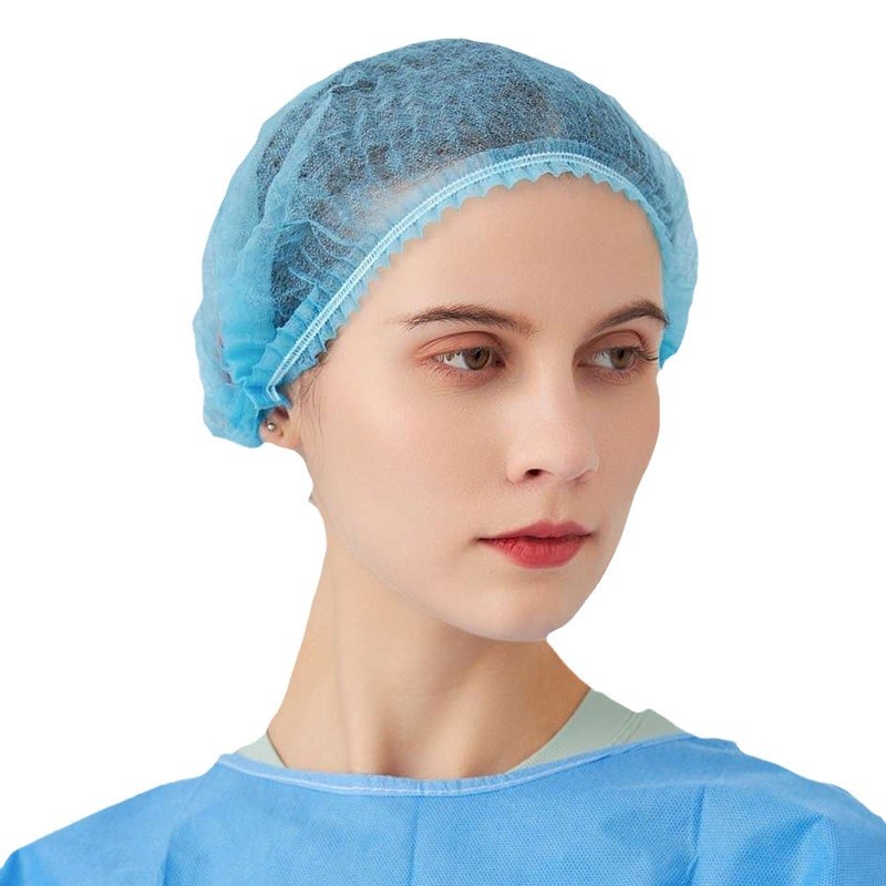Disposable Hat Head Cover Non-woven Breathable Hair Net Chef Women's Kitchen Work Cap Anti-dust Workshop Strip Cap