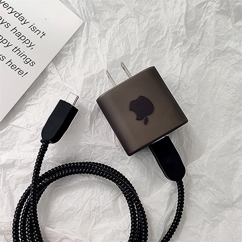 Suitable for Apple 16 charging head charger protective cover 20w matte black 15 cartoon love thread biter anti-break