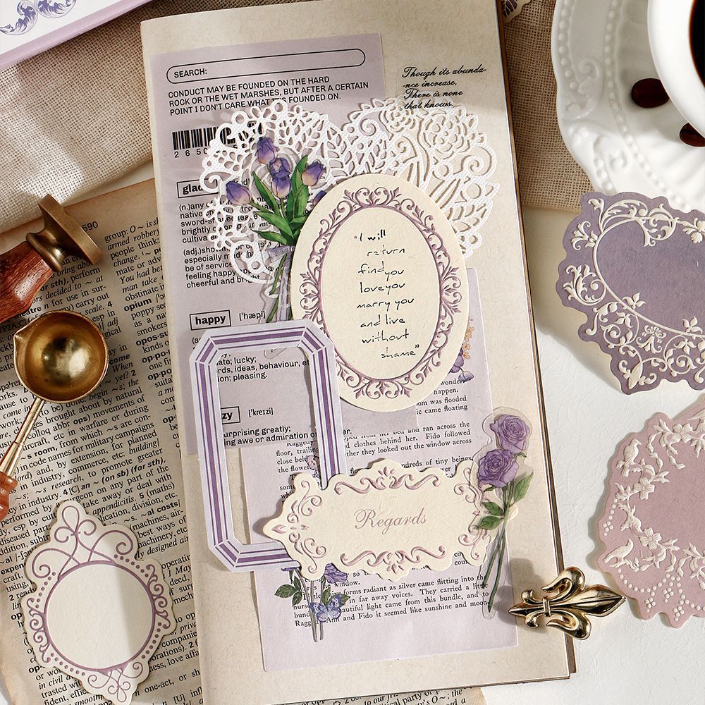 Infeel.Me Warm Memories Series Embossed Sticky Notes Salt Series Lace Border Journal Material Paper