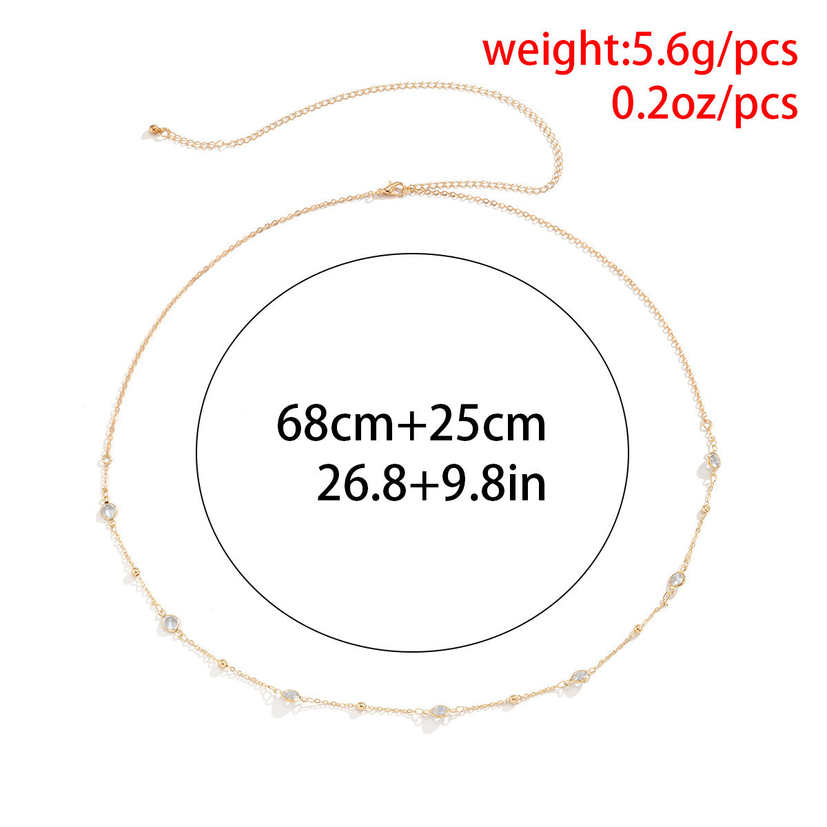 European and American Fashion Jewelry Simple Sexy Transparent Rhinestone Waist Chain Women's High-end Imitation Crystal Niche Metal Body Chain
