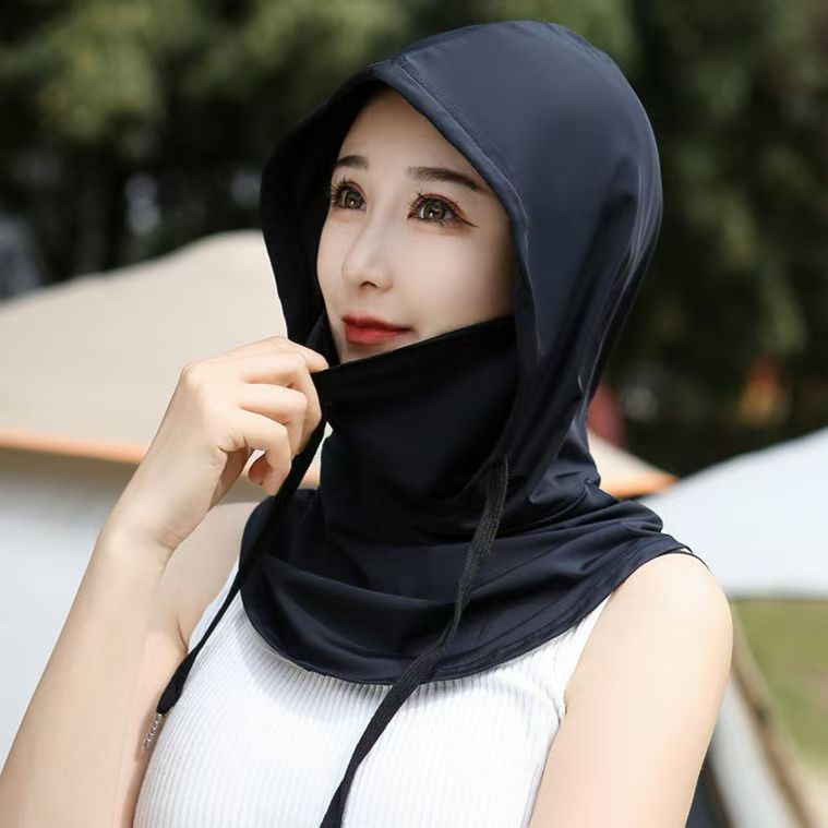 Sunscreen Mask Women's Summer Full Face 2025 New Ice Silk Anti-UV Driving Neck Protection Integrated Sunscreen Hat