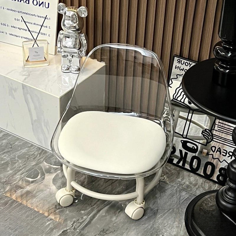 Аcrylic маленький стул, бесшумный детский стул с универсальными колесами, интернет-знаменитый стул
