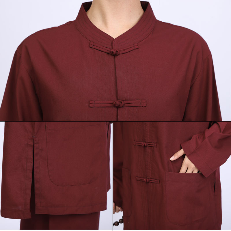 Haiqing Jushi Suit Men's and Women's Suit Dharma Association Worship Four Seasons Jushi Suit Red Dark Blue Coffee Monk Suit Monk Suit Zen Suit