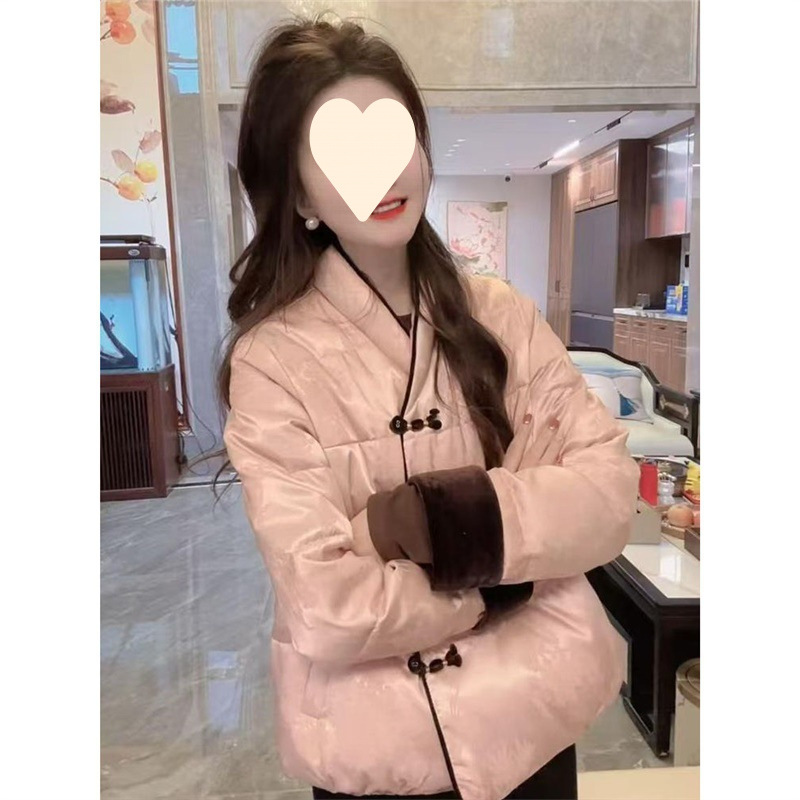 New Chinese Style National Style Disc Button Long-Sleeved Cotton Coat for Women Winter 2025 New Thickeneded Warm Cotton Coat Fashion Jacket Top