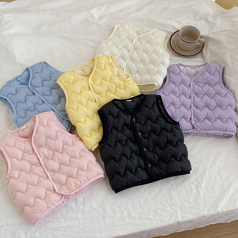 Children's Down Cotton Vest Boy's Vest Cotton-padded Jacket Inner Tank Autumn and Winter Waistcoat Warm Lightweight Baby Girl's Vest