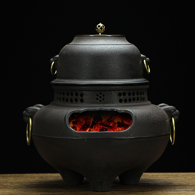 Уличная чайная печь на углях в японском стиле, устройство для заваривания чая, чугунная печь с лицом призрака для двора