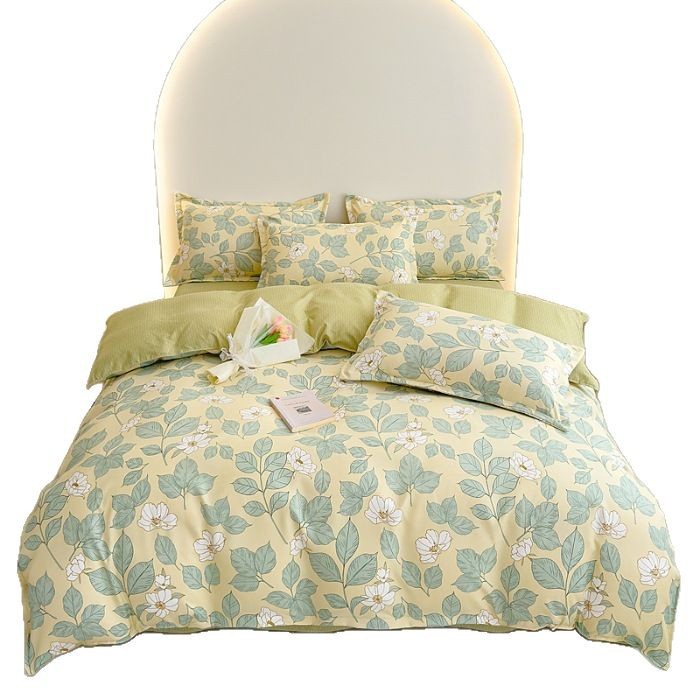 Class A Maternal and Infant Grade ins Fresh Cotton Sanding Four-piece Set Skin-friendly Bed Sheet Wash Cotton Quilt Cover Dormitory Three-piece Set