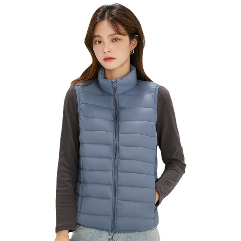 Spring Autumn Winter New Lightweight Down Jacket Short Waistcoat Vertical Collar Vest Down Jacket Women's Vest Sleeveless Down Jacket