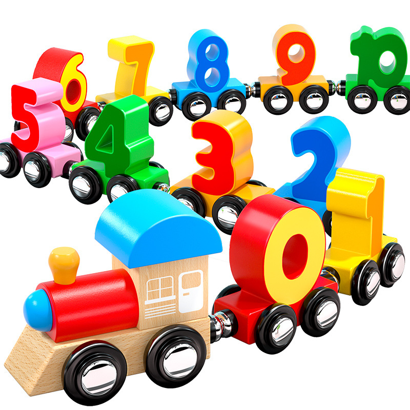 Magnetic digital small train toys magnetic iron absorption children's intelligence building blocks track baby 1 a 2 years old 3 to 6 boys