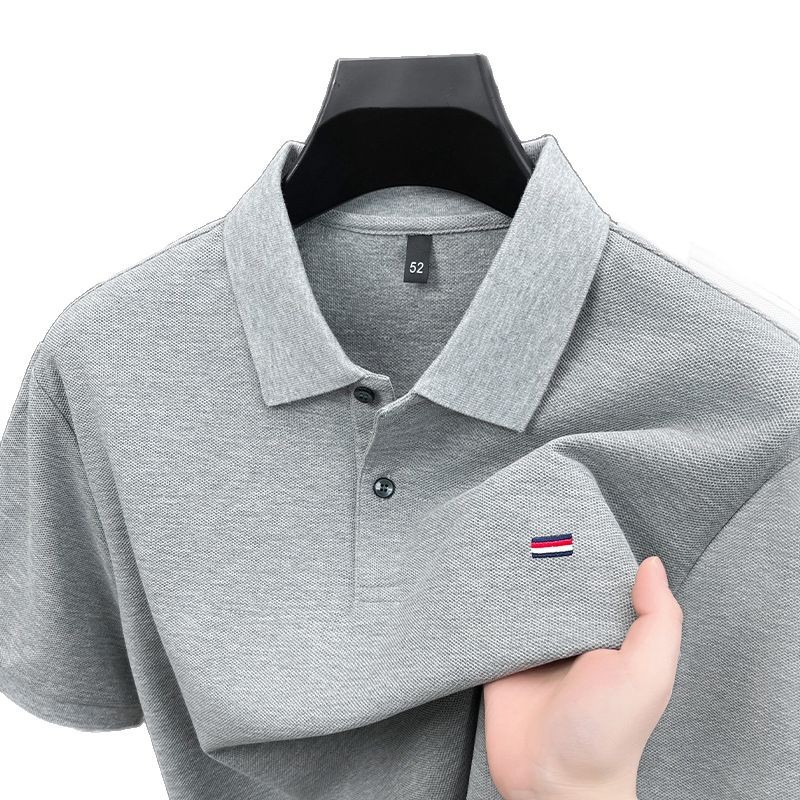 Summer 100 Cotton Men's Lapel Polo Shirt Business Casual Embroidered Short Sleeve T-shirt Fashionable Middle-aged Dad