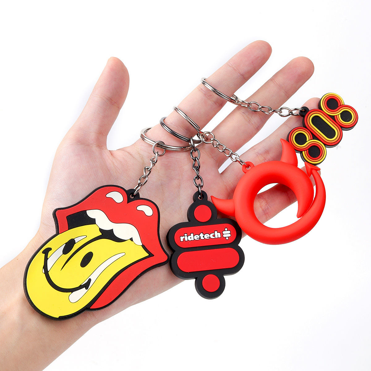 кросс-граничный ПВХ мягкий резиновый брелок заводская индивидуальная плоская печать стереографика двусторонний клейкий ключевой подвеска