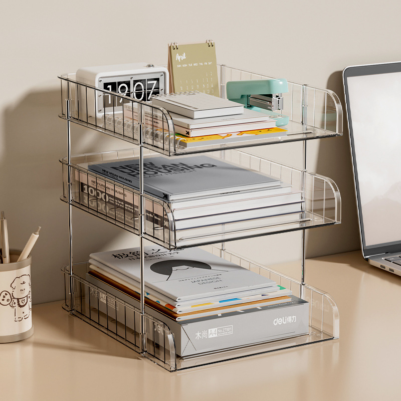 Special Transparent Visual File Rack Desktop Storage Cabinet File Storage Organizer Stationery Office A4 Paper Lazy Person