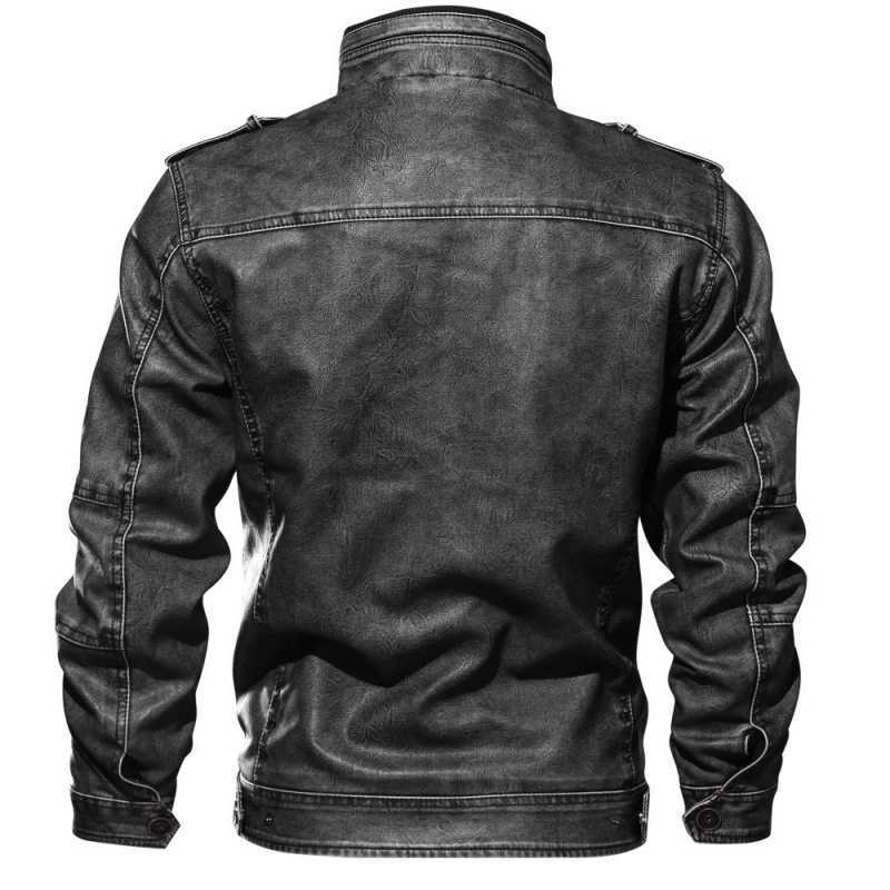 Cross-border 2021 autumn and winter men's stand collar pu leather washing motorcycle leather coat plus size casual washed leather jacket