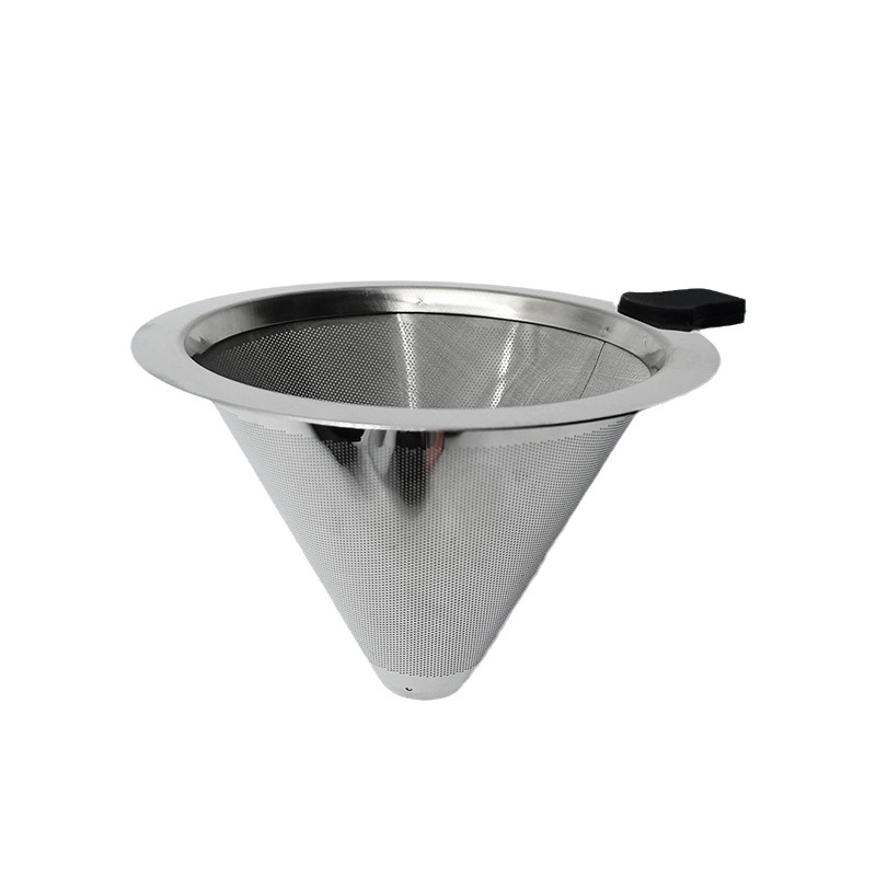 Hand coffee filter V60 filter cup filter paper-free tea slag funnel 304 stainless steel double-layer coffee filter